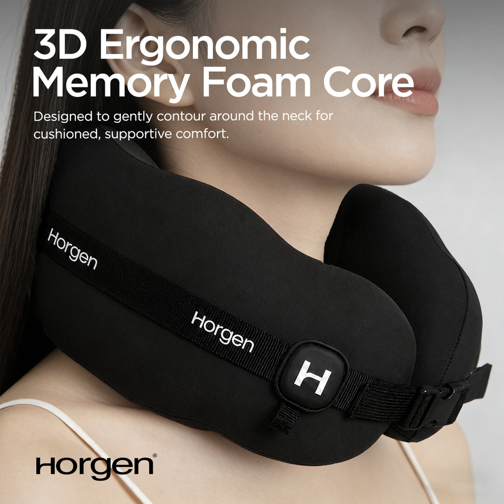 (New) Horgen Travel Memory Foam Neck Pillow and Eye Mask Set