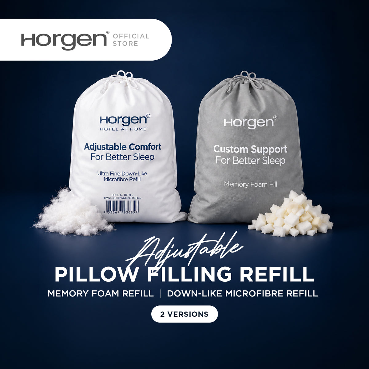 Horgen Pillow Filling Refill, Memory Foam/ Down-Like Microfibre