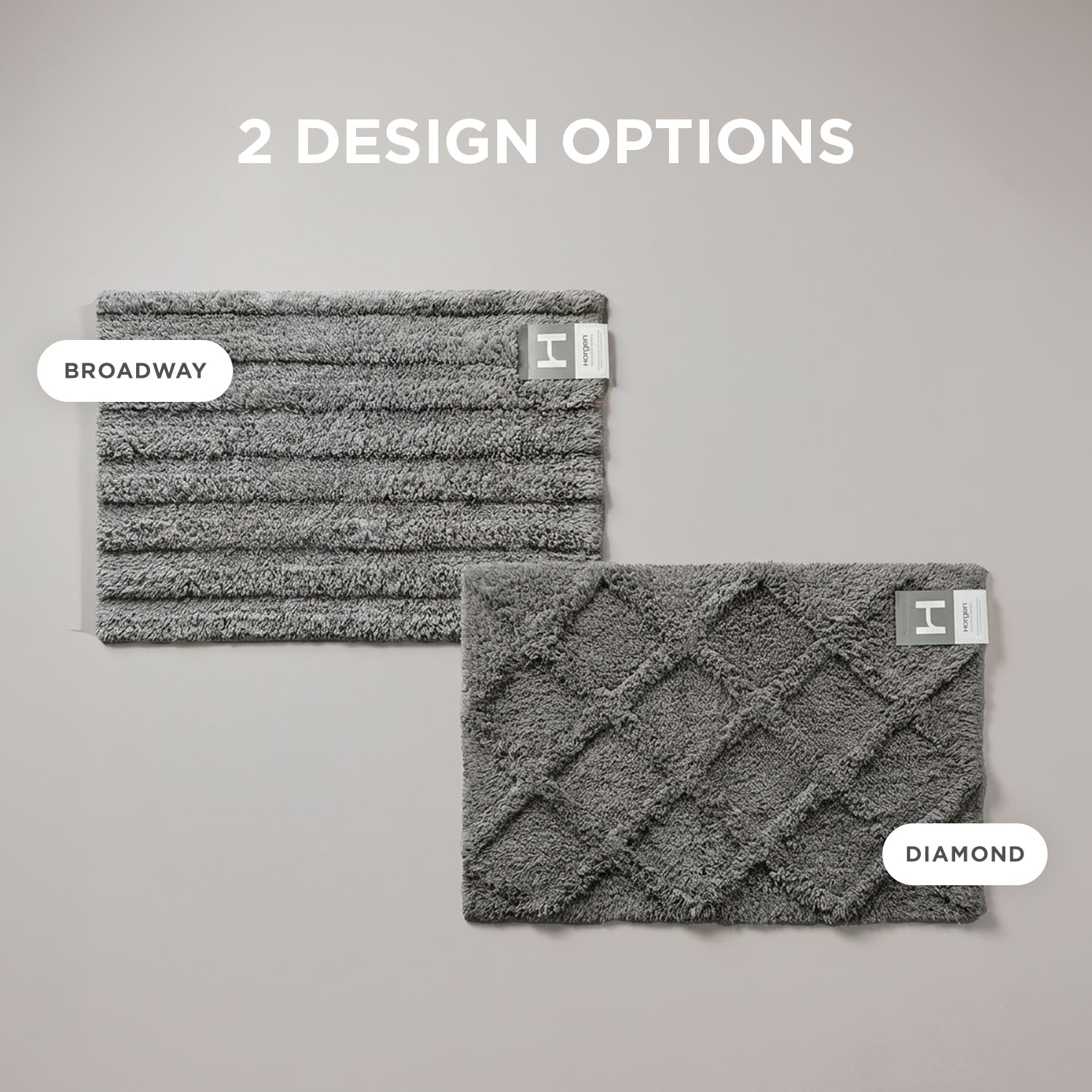 Diamond and Broadway Collection, Cotton Tufted Bath Rug Mat with Anti Slip Reverse