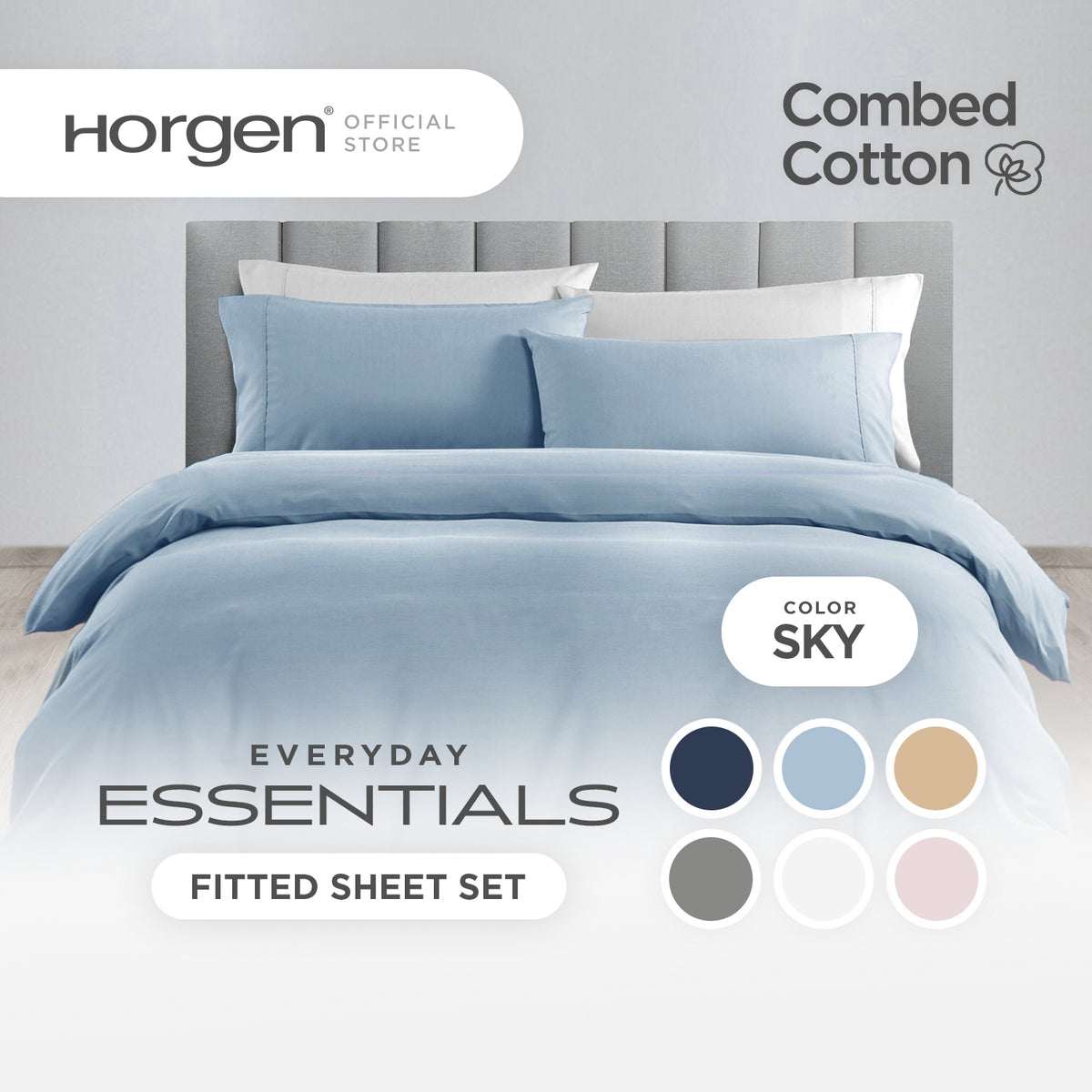 Everyday Essentials, Combed Cotton Series Fitted Sheet Set