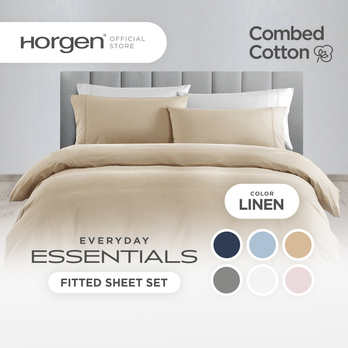 Everyday Essentials, Combed Cotton Series Fitted Sheet Set