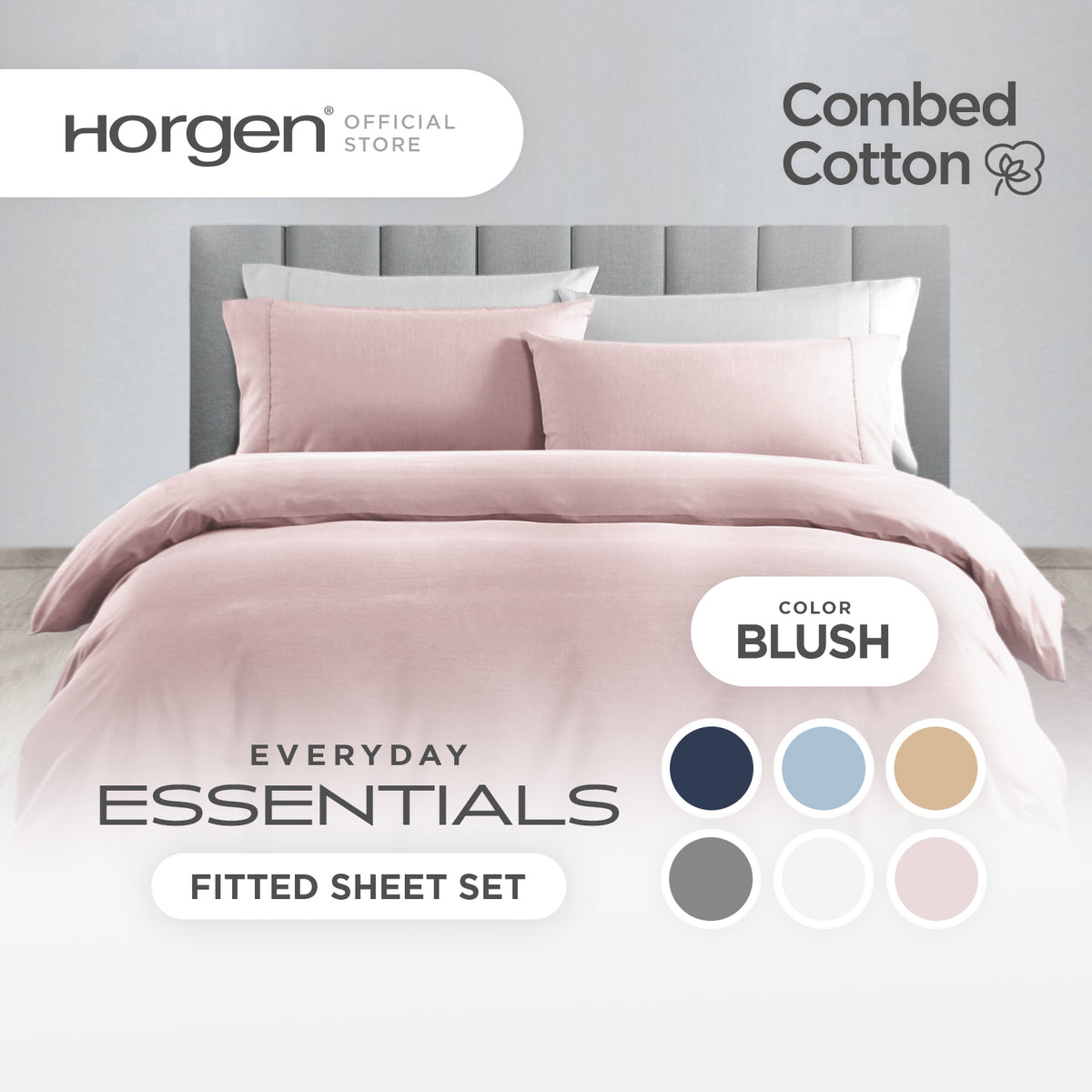 Everyday Essentials, Combed Cotton Series Fitted Sheet Set