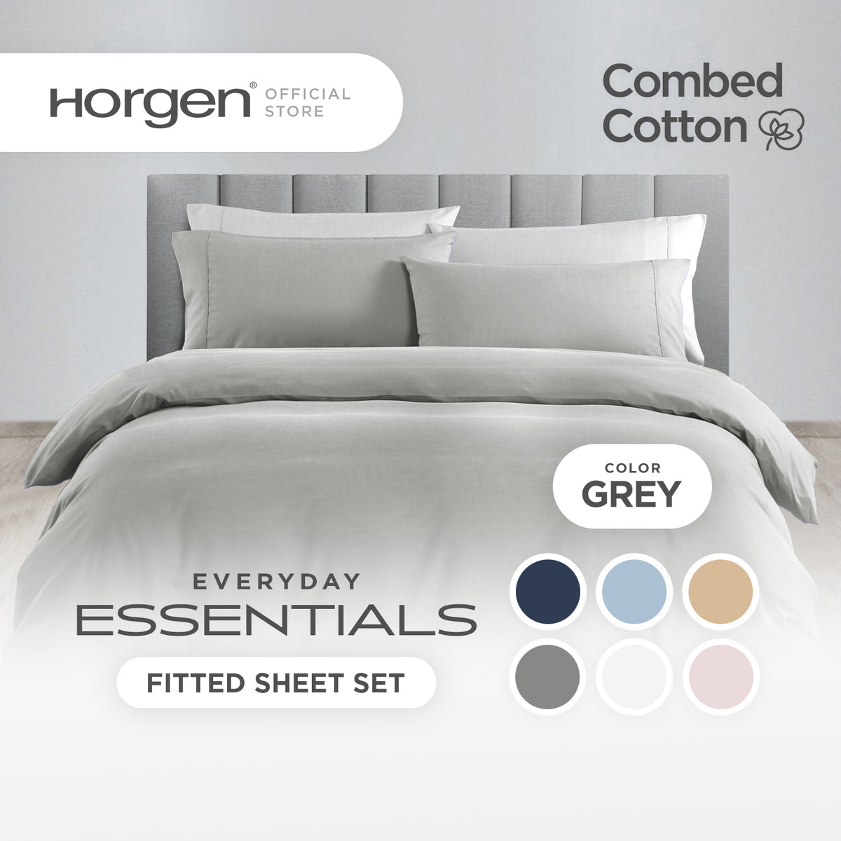 Everyday Essentials, Combed Cotton Series Fitted Sheet Set