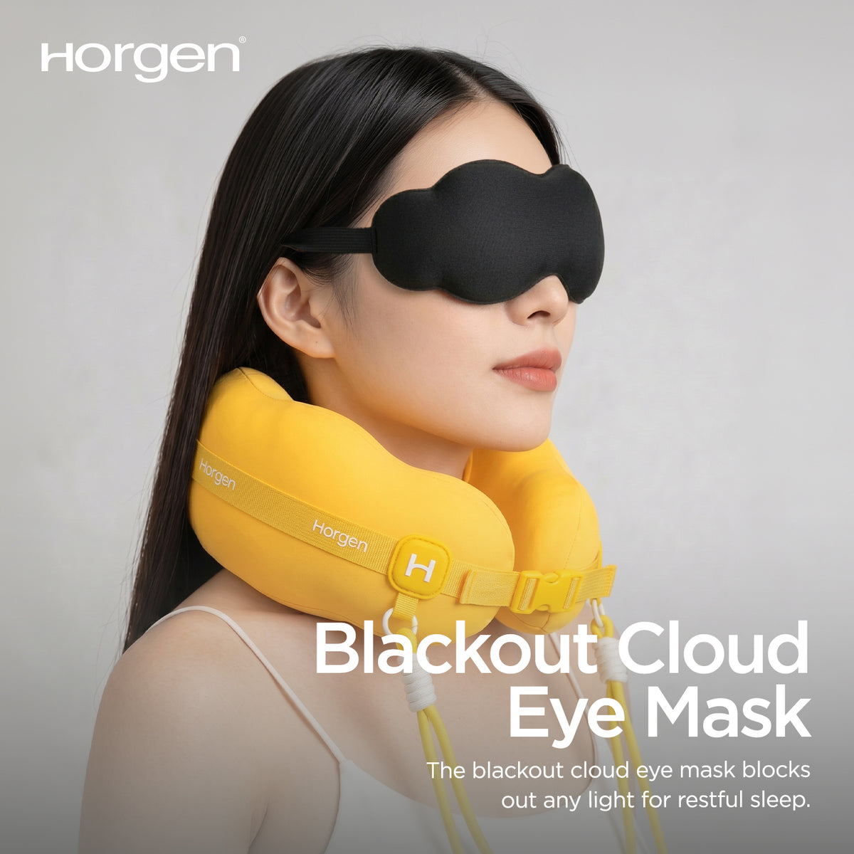 (New) Horgen Travel Memory Foam Neck Pillow and Eye Mask Set