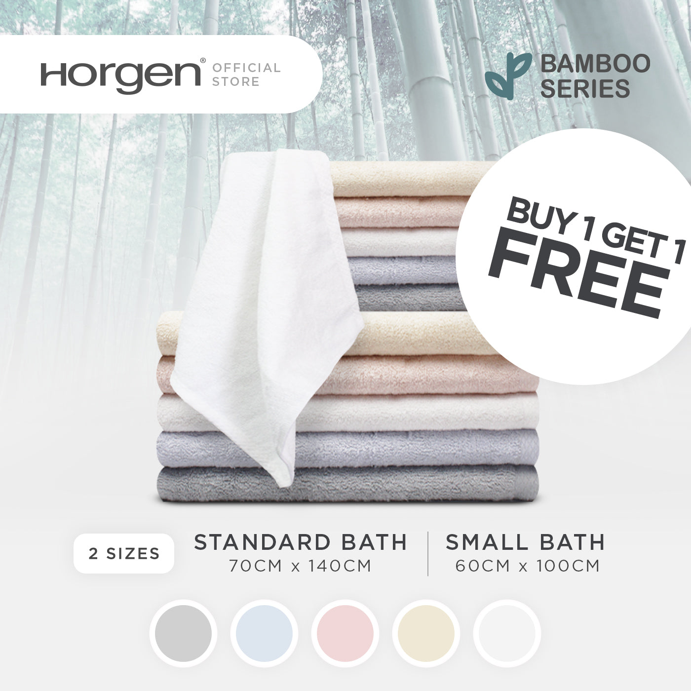 Bamboo Collection, Small Bath Towels (1 For 1 Deal)