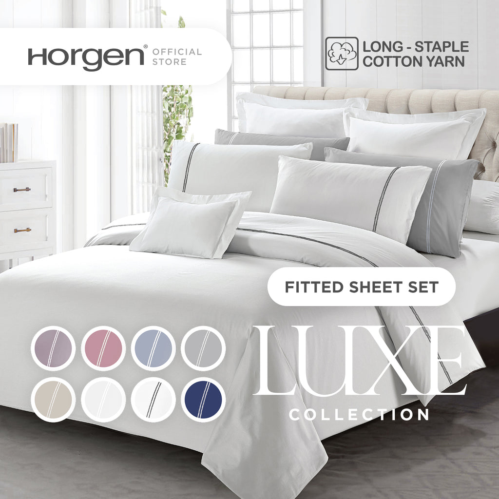Luxe Collection, Hotel Series Egyptian Cotton Barrett Fitted Sheet Set (Quilt Cover Excluded)