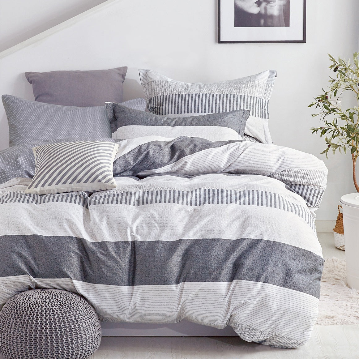 Everyday Impressions, Combed Cotton Bed Set (Quilt Cover Included)