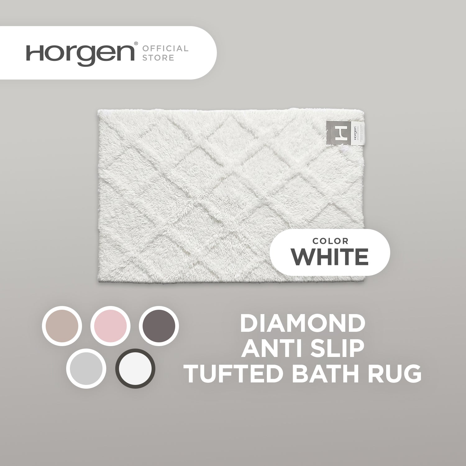 Diamond and Broadway Collection, Cotton Tufted Bath Rug Mat with Anti Slip Reverse