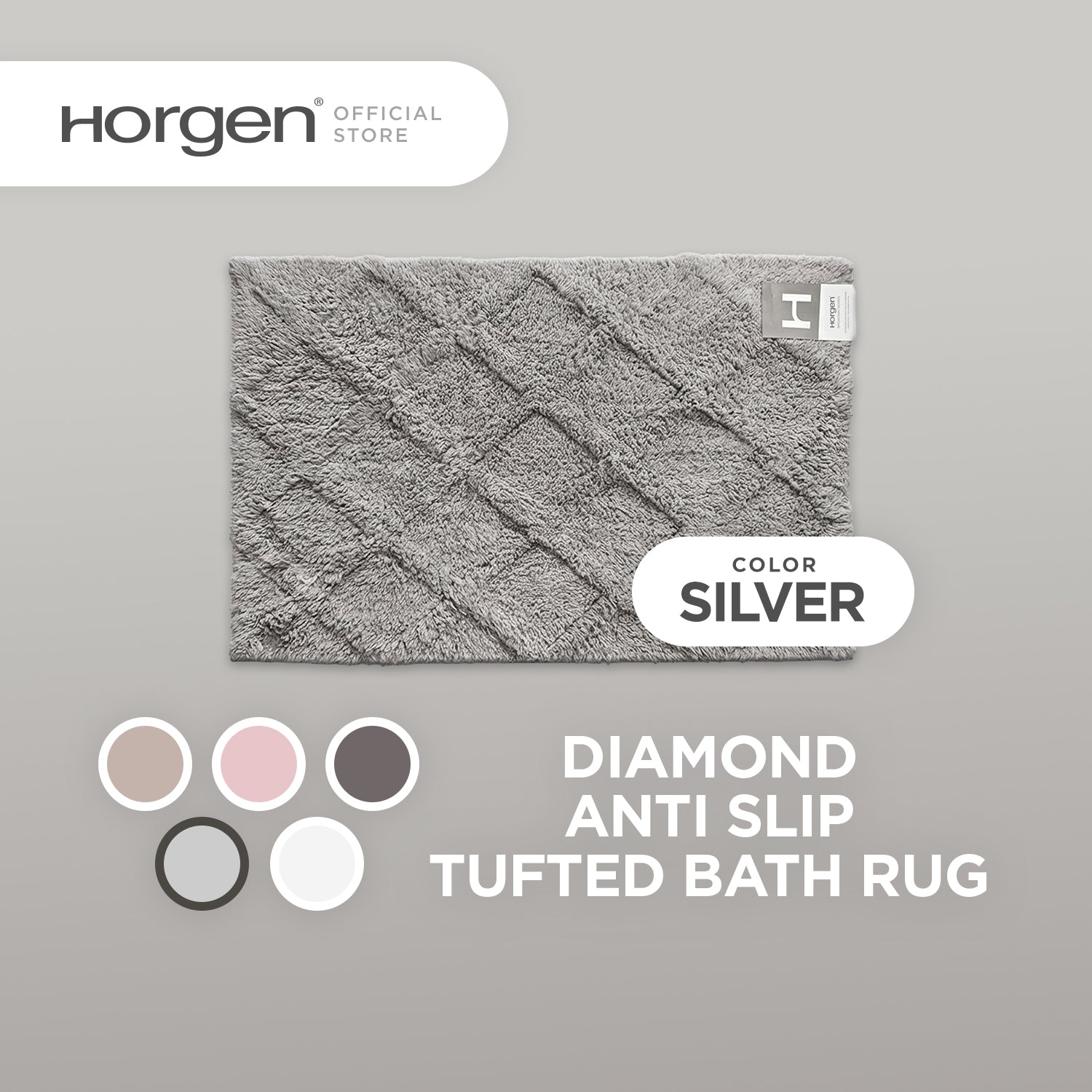 Diamond and Broadway Collection, Cotton Tufted Bath Rug Mat with Anti Slip Reverse