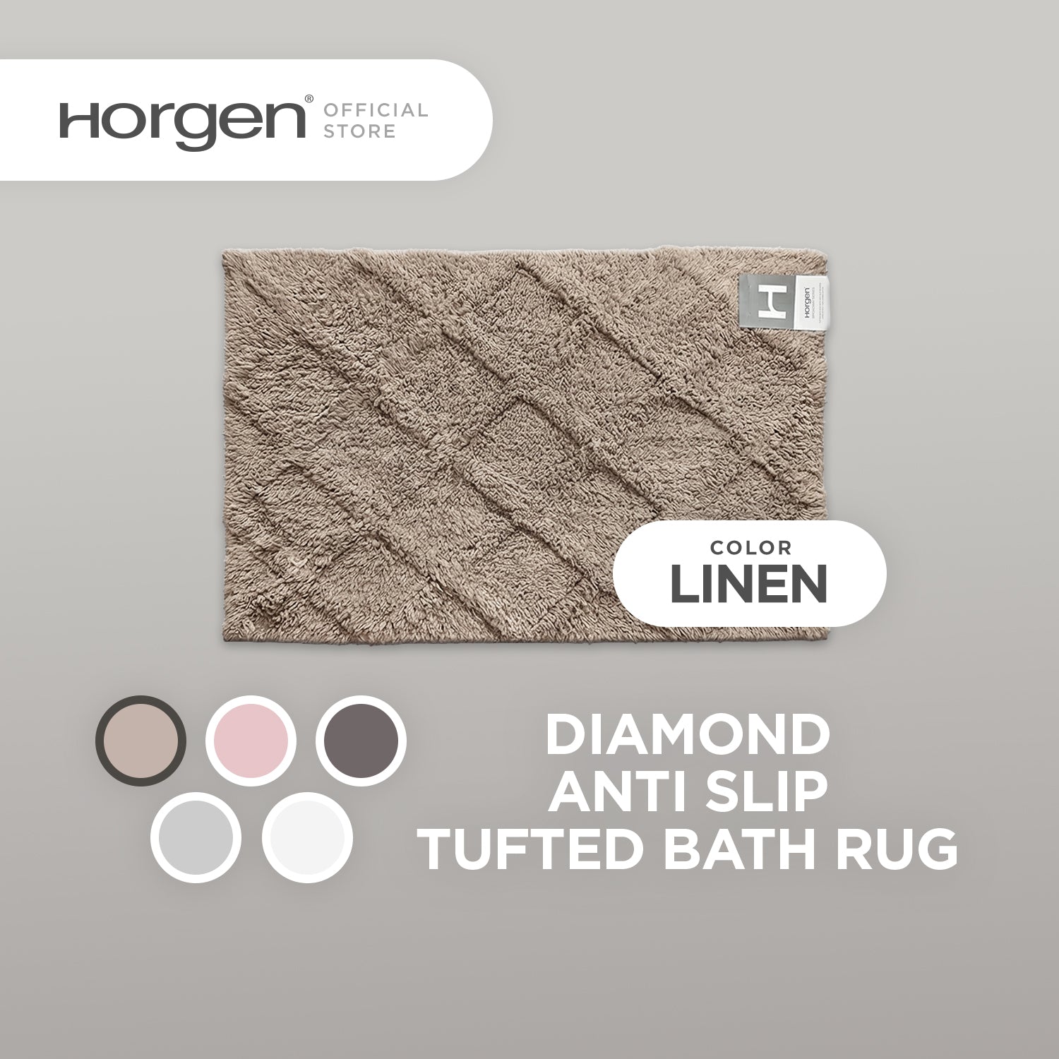 Diamond and Broadway Collection, Cotton Tufted Bath Rug Mat with Anti Slip Reverse