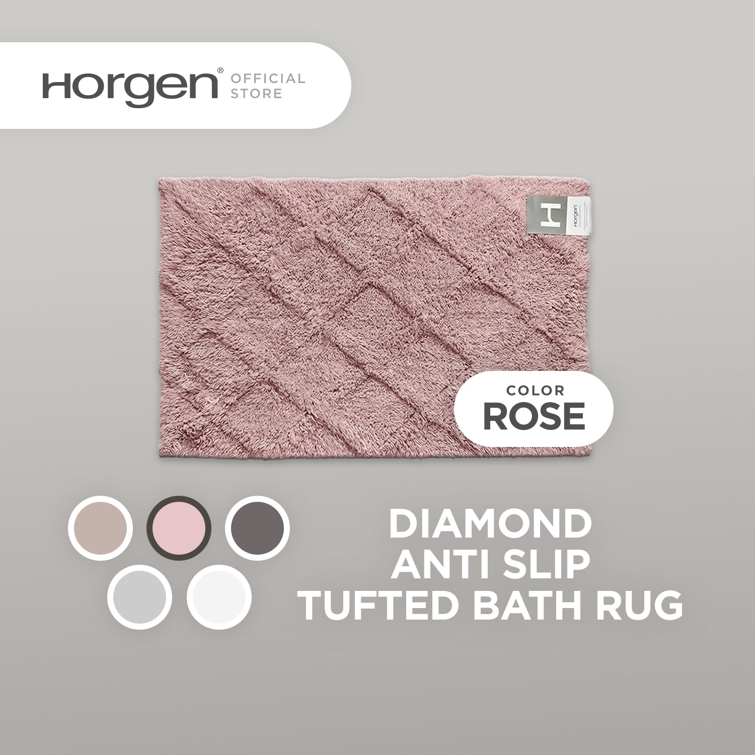 Diamond and Broadway Collection, Cotton Tufted Bath Rug Mat with Anti Slip Reverse