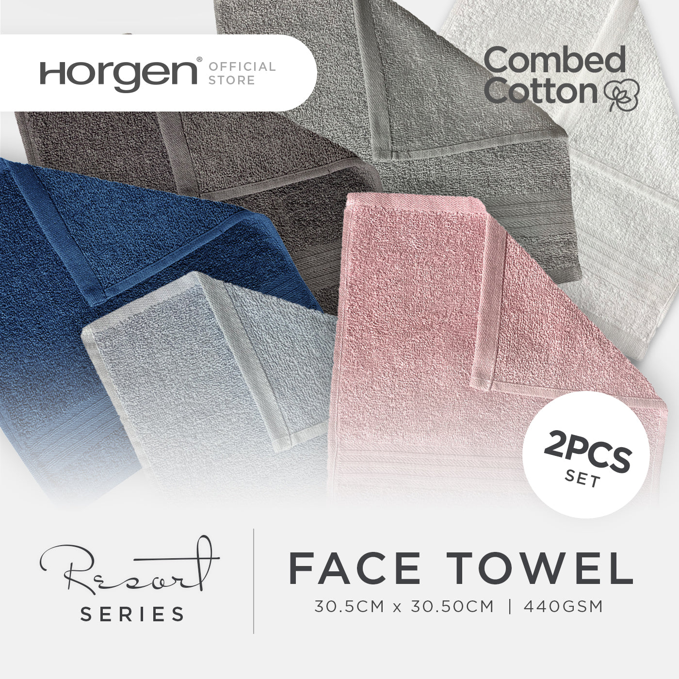 Resort Collection, Combed Cotton Face Towels (1 For 1 Deal)