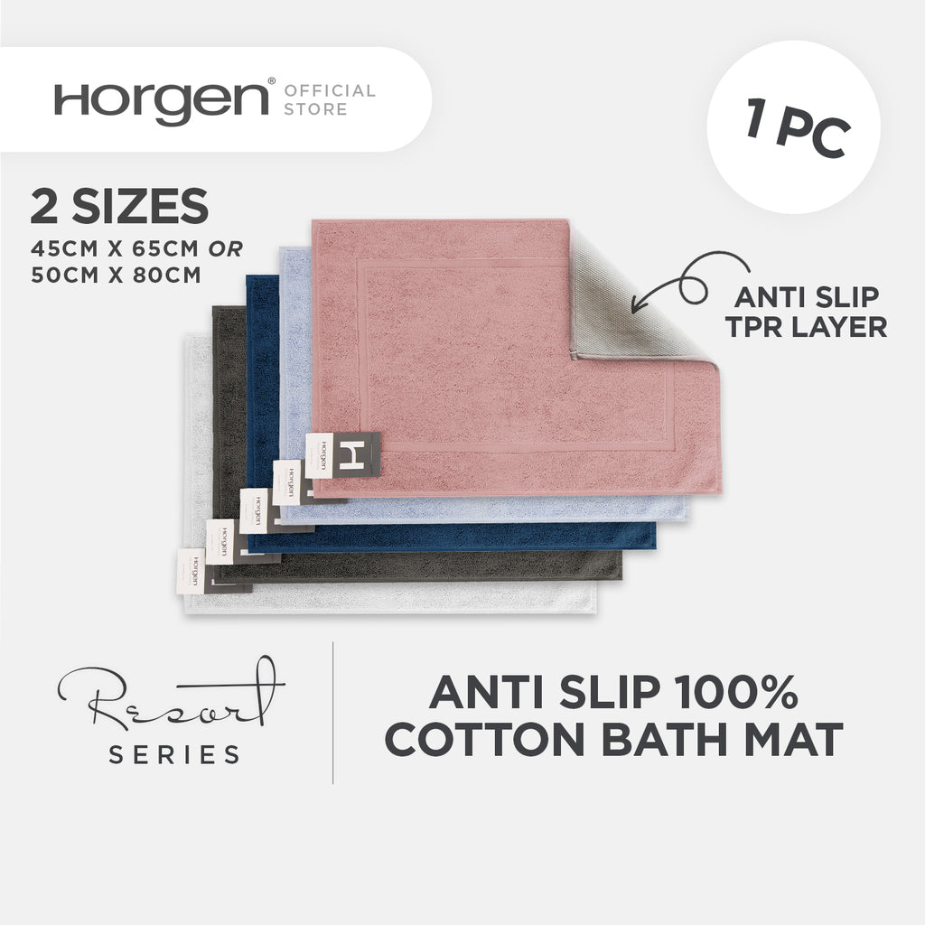 Resort Collection, Combed Cotton Bath Mat with Anti Slip TPR Reverse