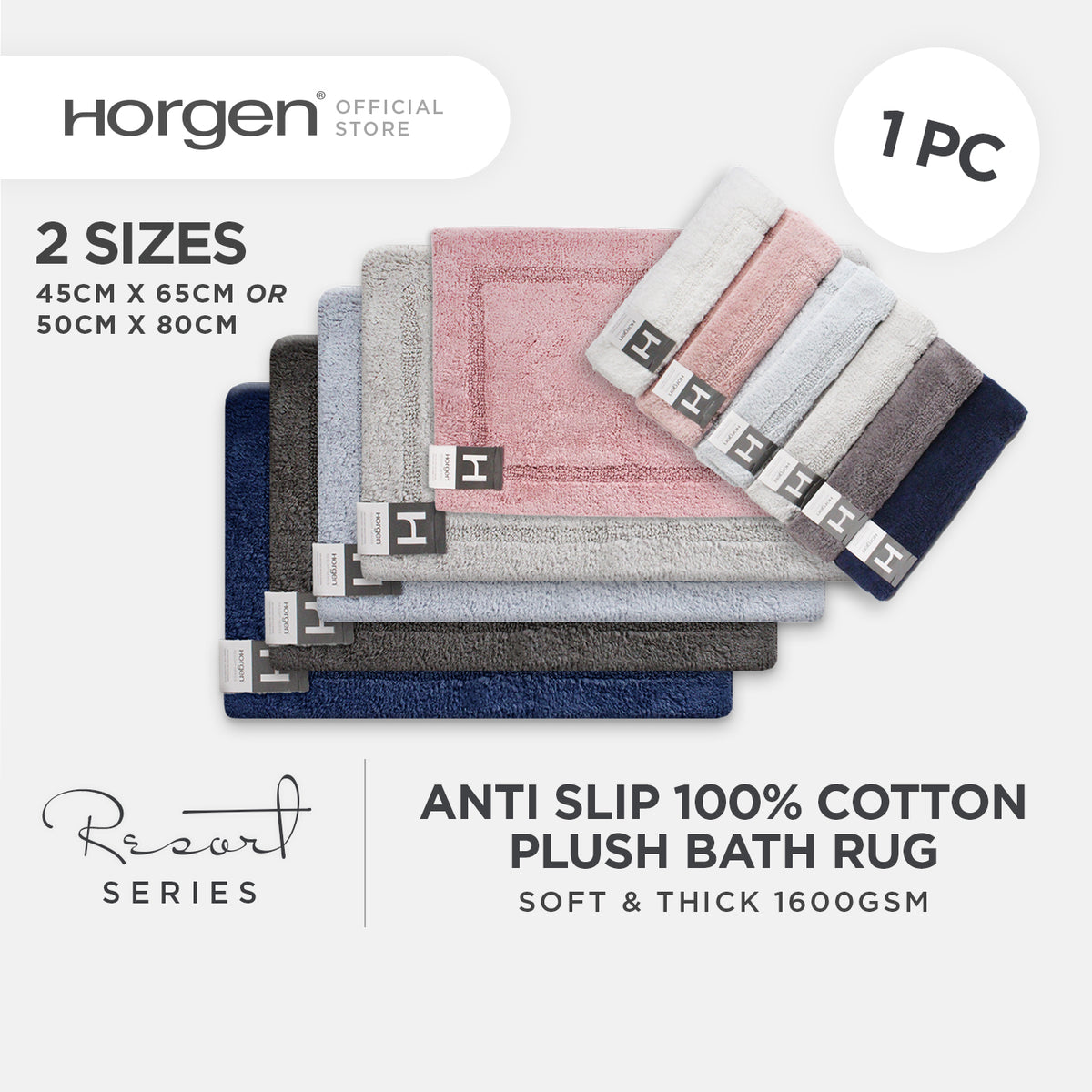 Resort Collection, Anti Slip Bath Mat Rug