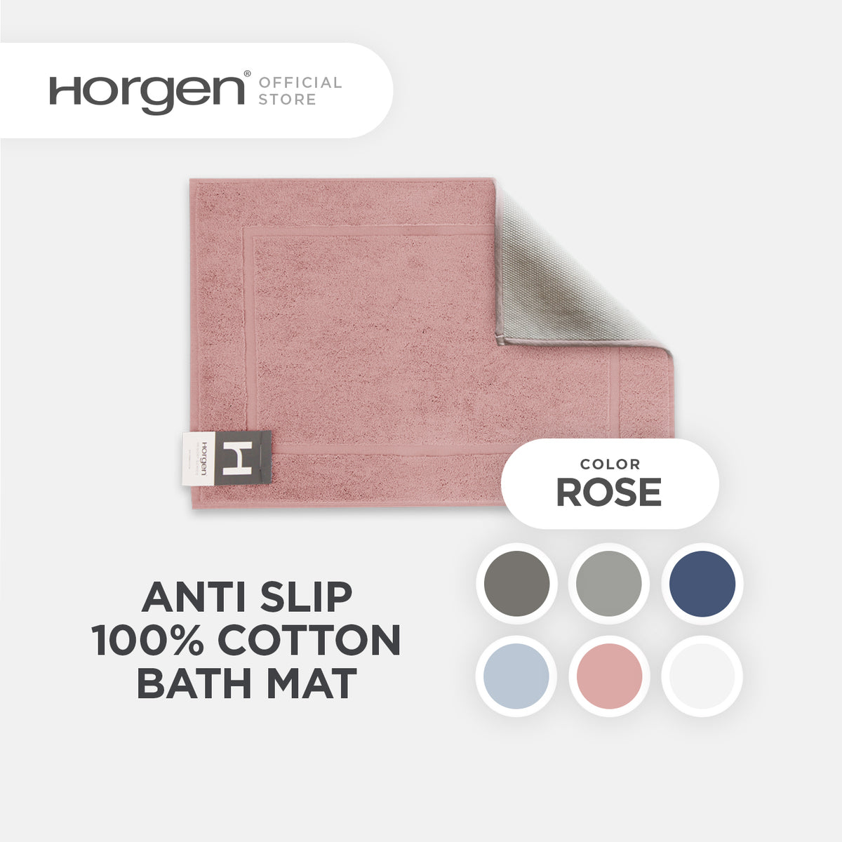 Resort Collection, Combed Cotton Bath Mat with Anti Slip TPR Reverse