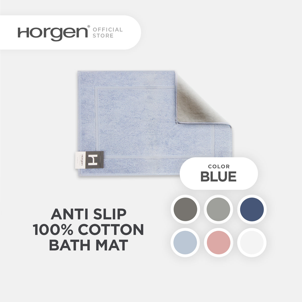 Resort Collection, Combed Cotton Bath Mat with Anti Slip TPR Reverse