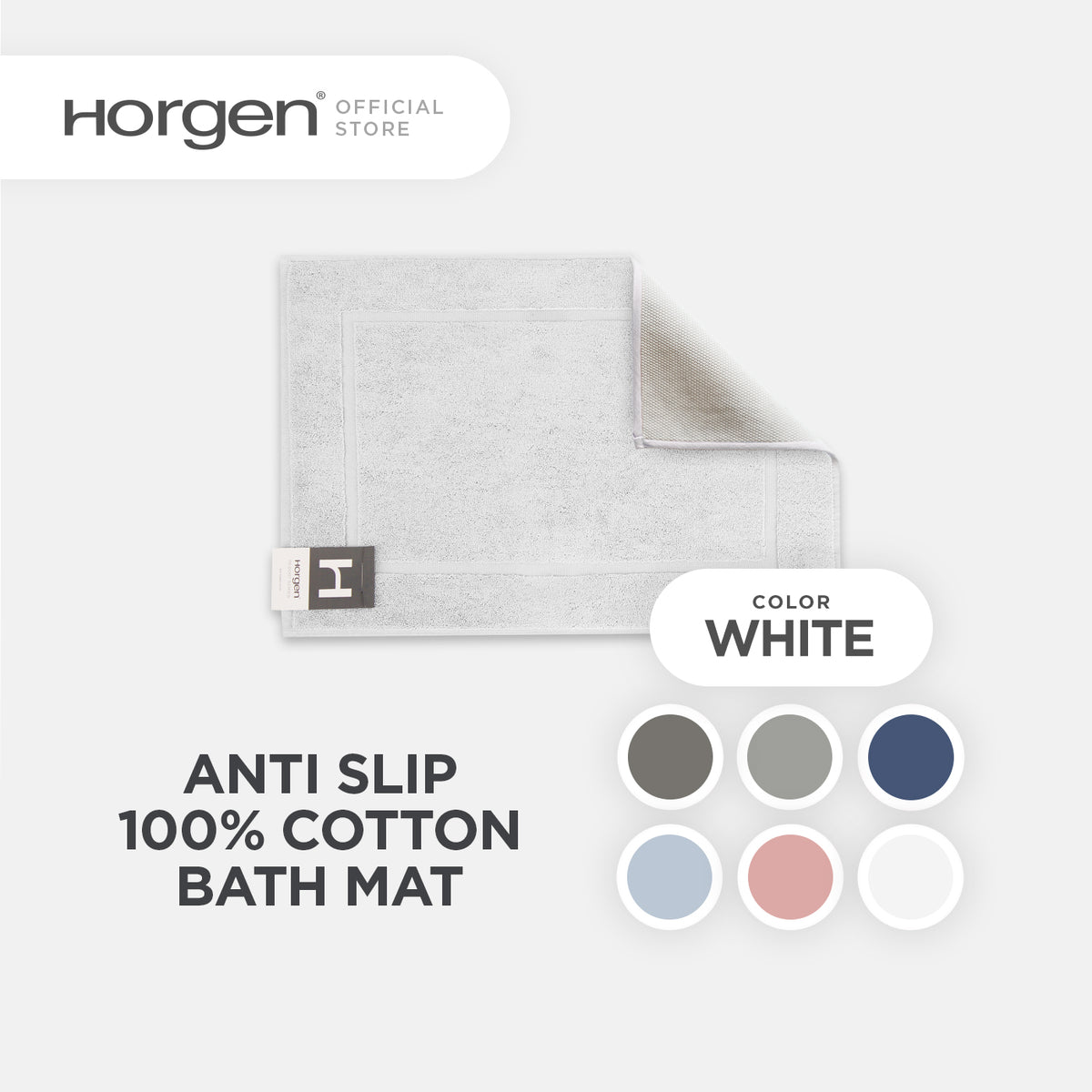 Resort Collection, Combed Cotton Bath Mat with Anti Slip TPR Reverse