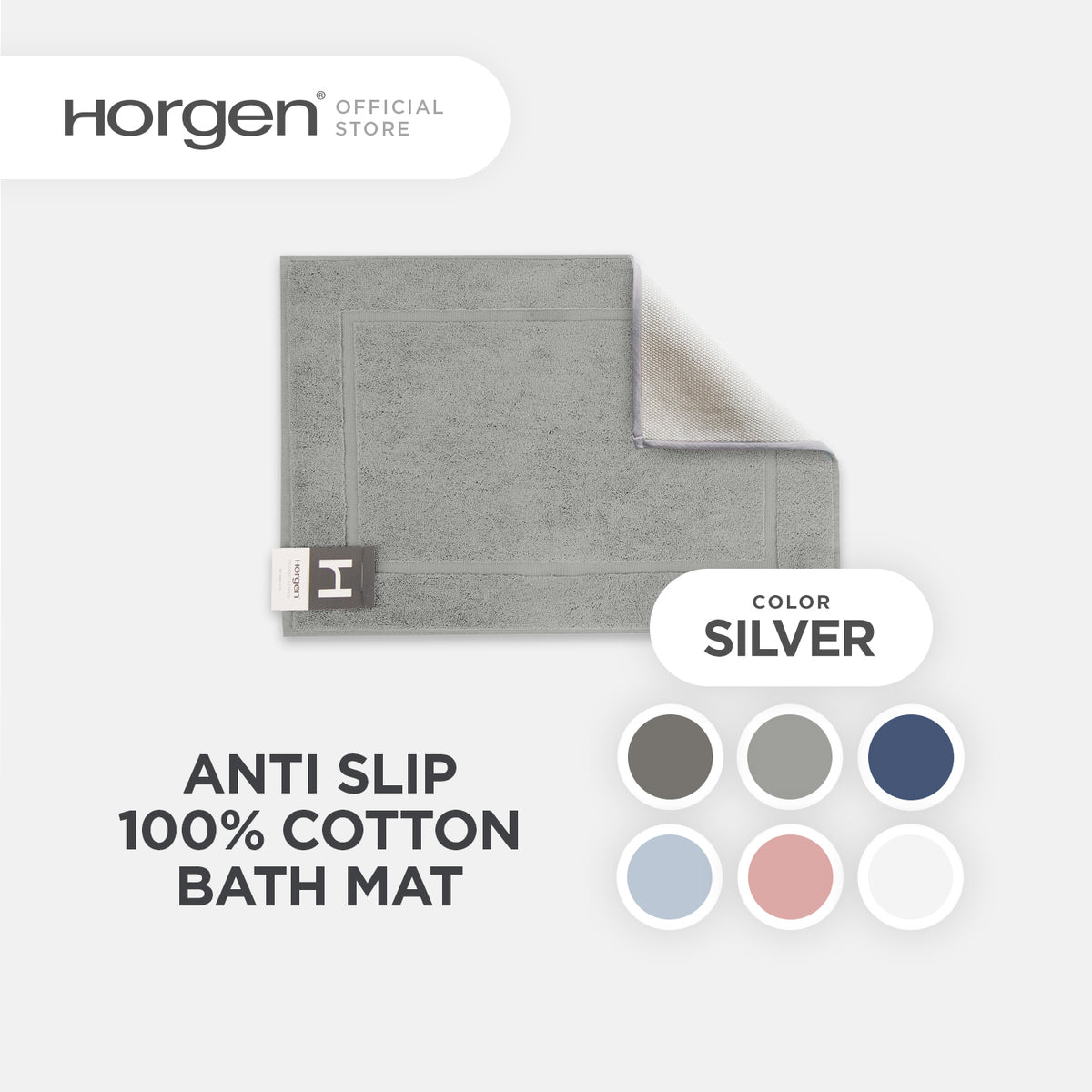 Resort Collection, Combed Cotton Bath Mat with Anti Slip TPR Reverse
