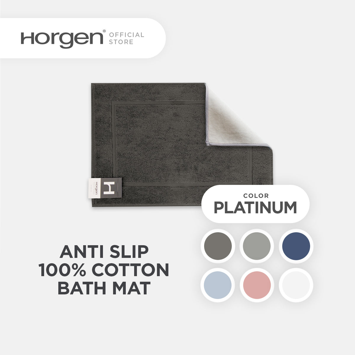 Resort Collection, Combed Cotton Bath Mat with Anti Slip TPR Reverse