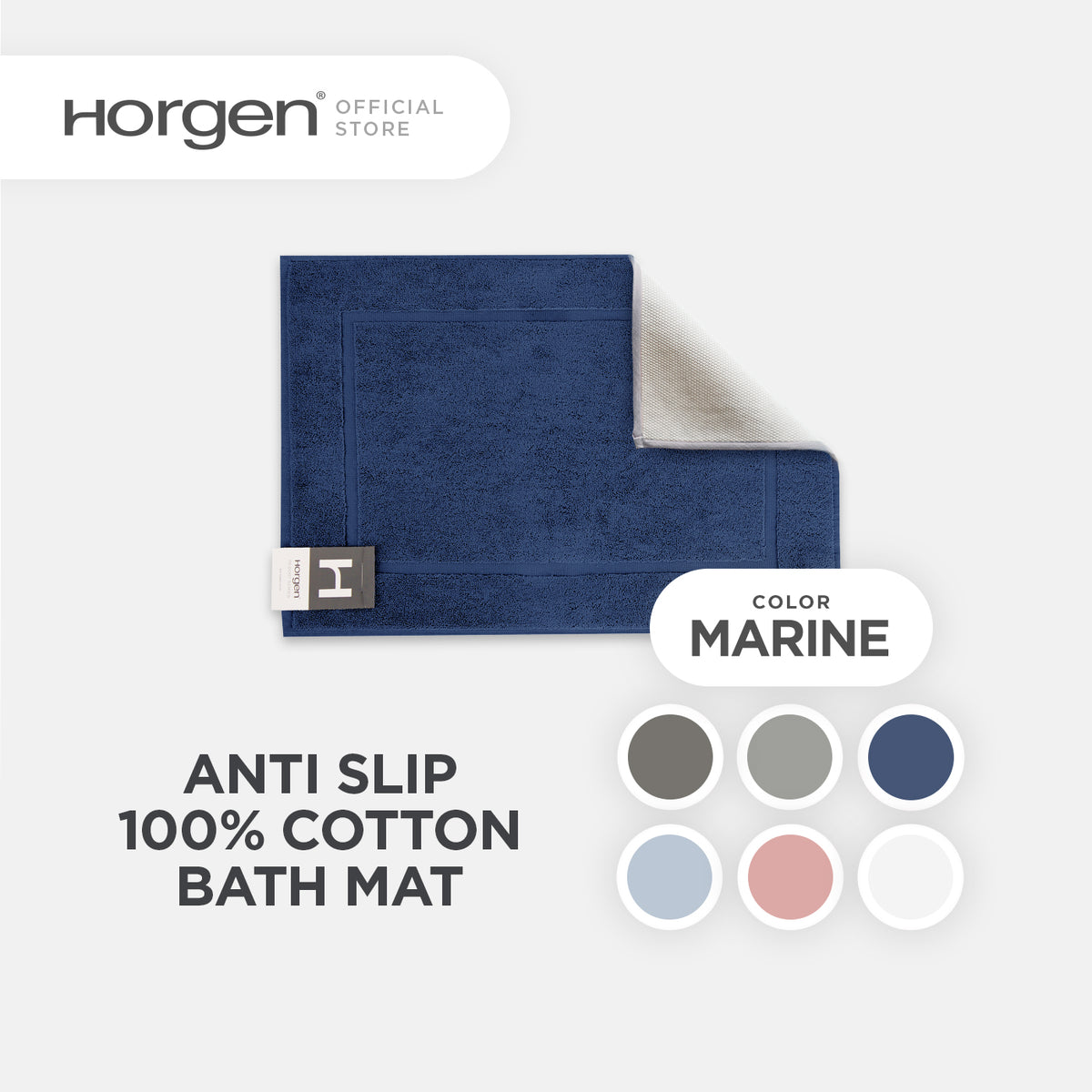 Resort Collection, Combed Cotton Bath Mat with Anti Slip TPR Reverse
