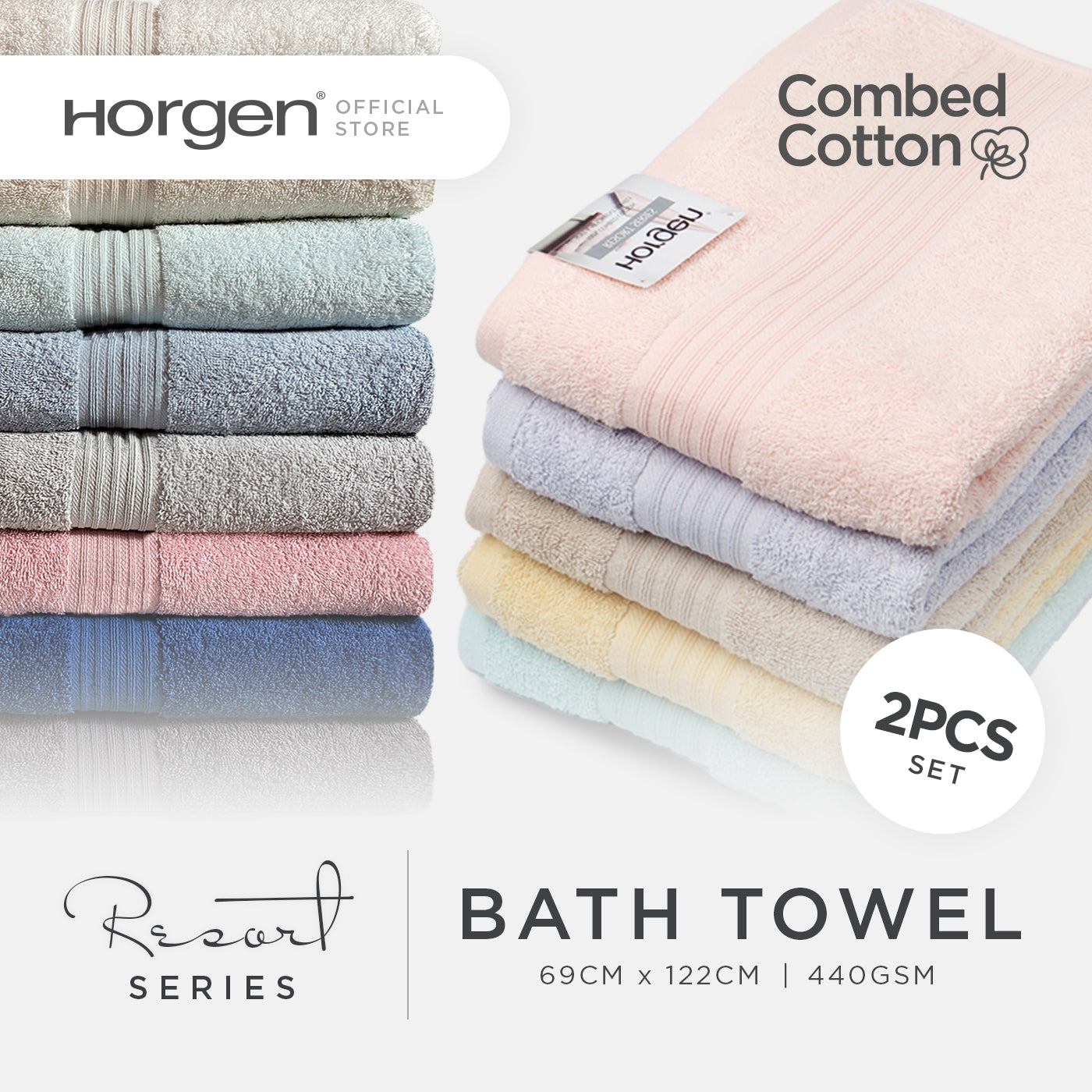 Resort Collection, Combed Cotton Bath Towels (1 For 1 Deal)